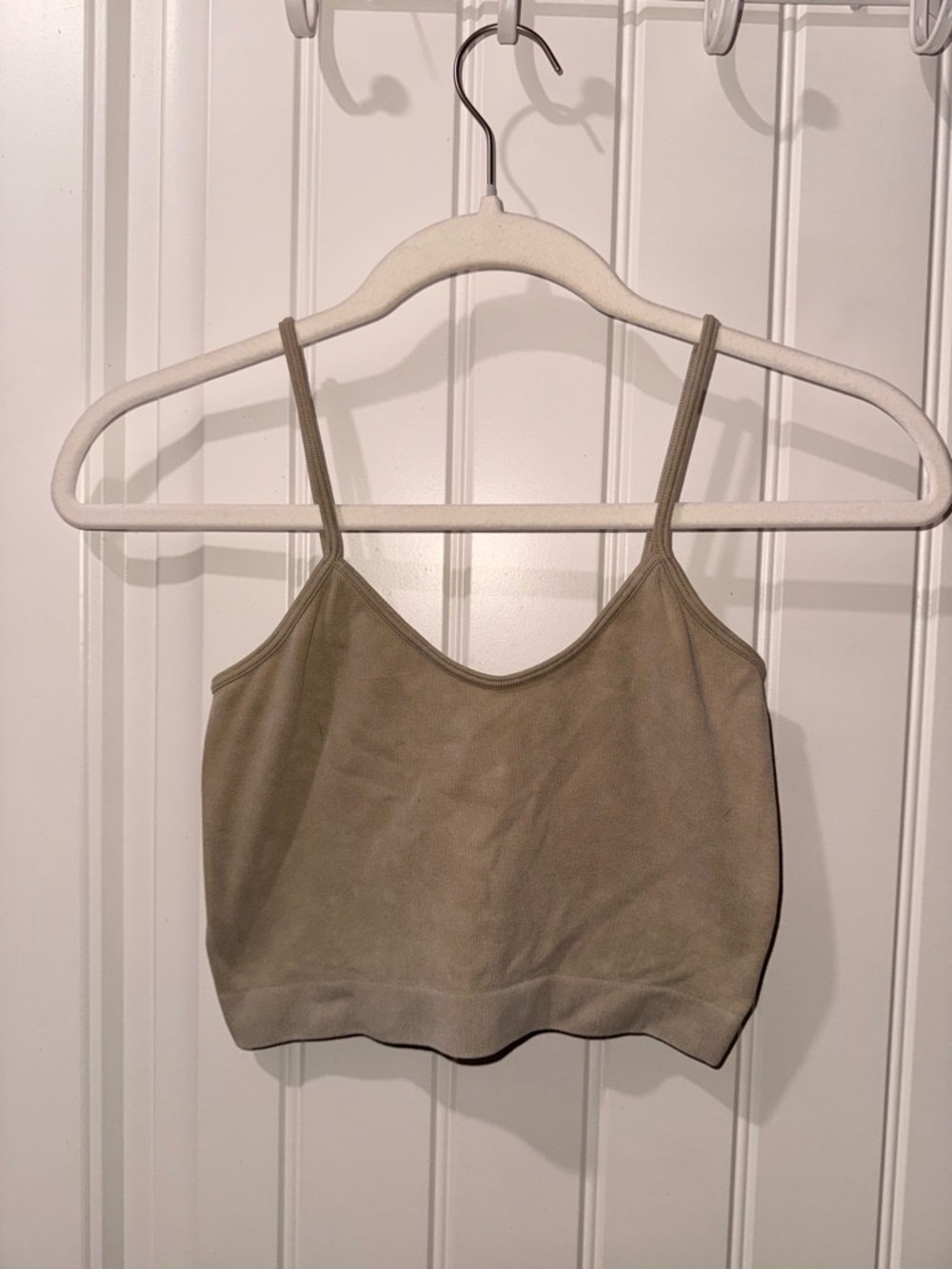 Women's Spaghetti Strap Cropped Tank Top - Taupe